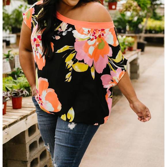 NEW E. LUNA grand design floral top in multi - Picture 1 of 3